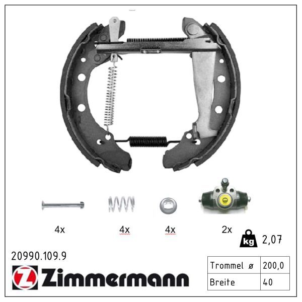 ZIMMERMANN 20990.109.9 Brake shoe set