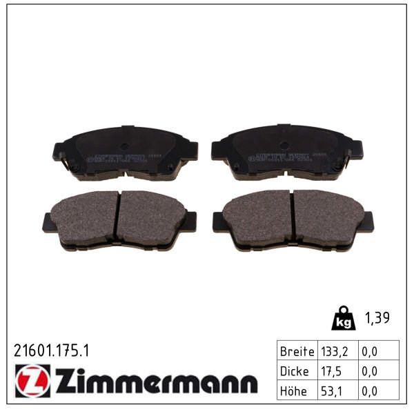 ZIMMERMANN 21601.175.1 Brake pad set, disc brake