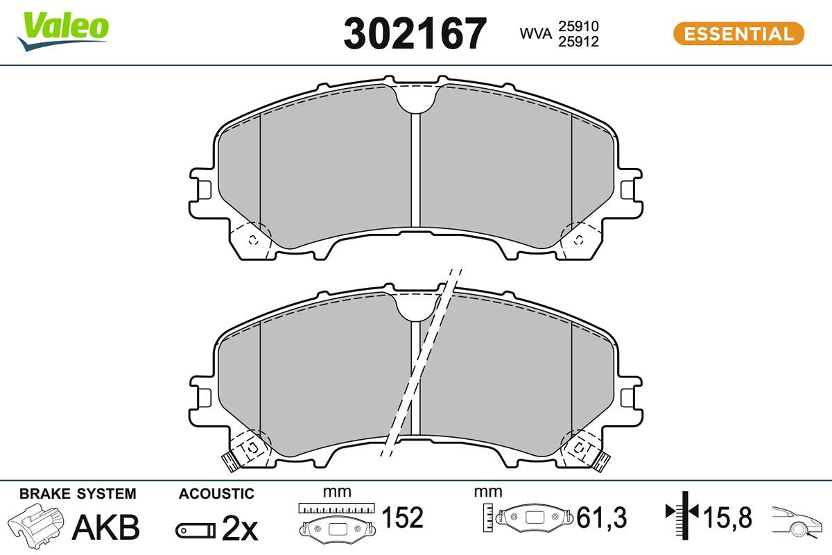 VALEO 302167 Brake pad set, disc brake