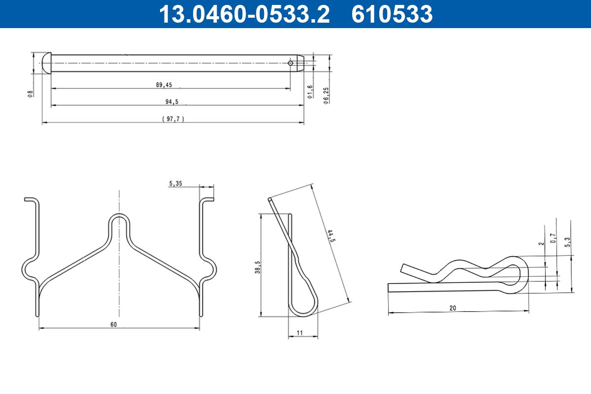 ATE 13.0460-0533.2 Accessory kit, disc brake pad