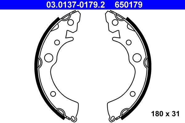 ATE 03.0137-0179.2 Brake shoe set