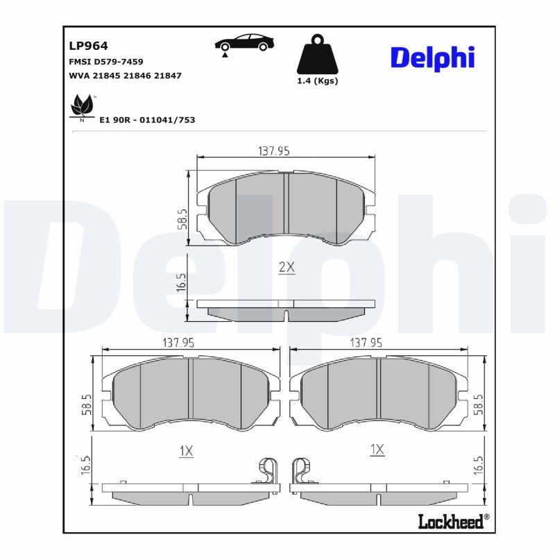 DELPHI LP964 Brake pad set, disc brake