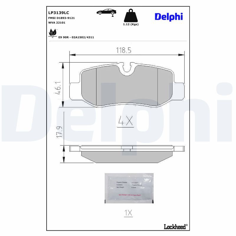 DELPHI LP3139LC Brake pad set, disc brake