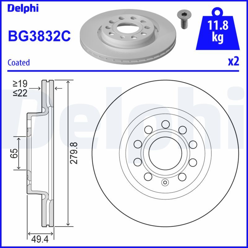DELPHI BG3832C Brake disc